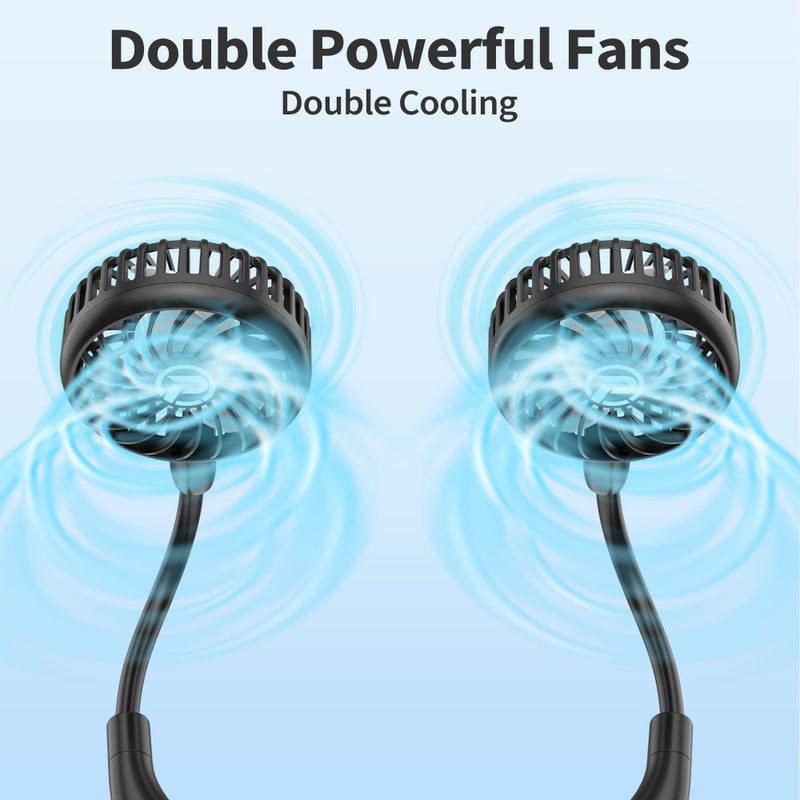 COMLIFE Portable Neck Fan, 2600mAh Battery Operated Ultra Quiet Hands Free USB Fan with Strong Wind, 360Â° Adjustable High Flexibility Wearable Personal Fan for Home Office Outdoor Travel (Black) - Image 2